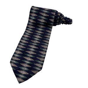 GIANNI VASARI Men's Black Geometric Multicolored Diamonds 100% Silk Neck Tie